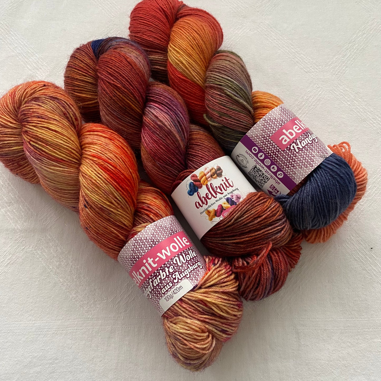 Handgefärbte Sockenwolle-Set./300 g.