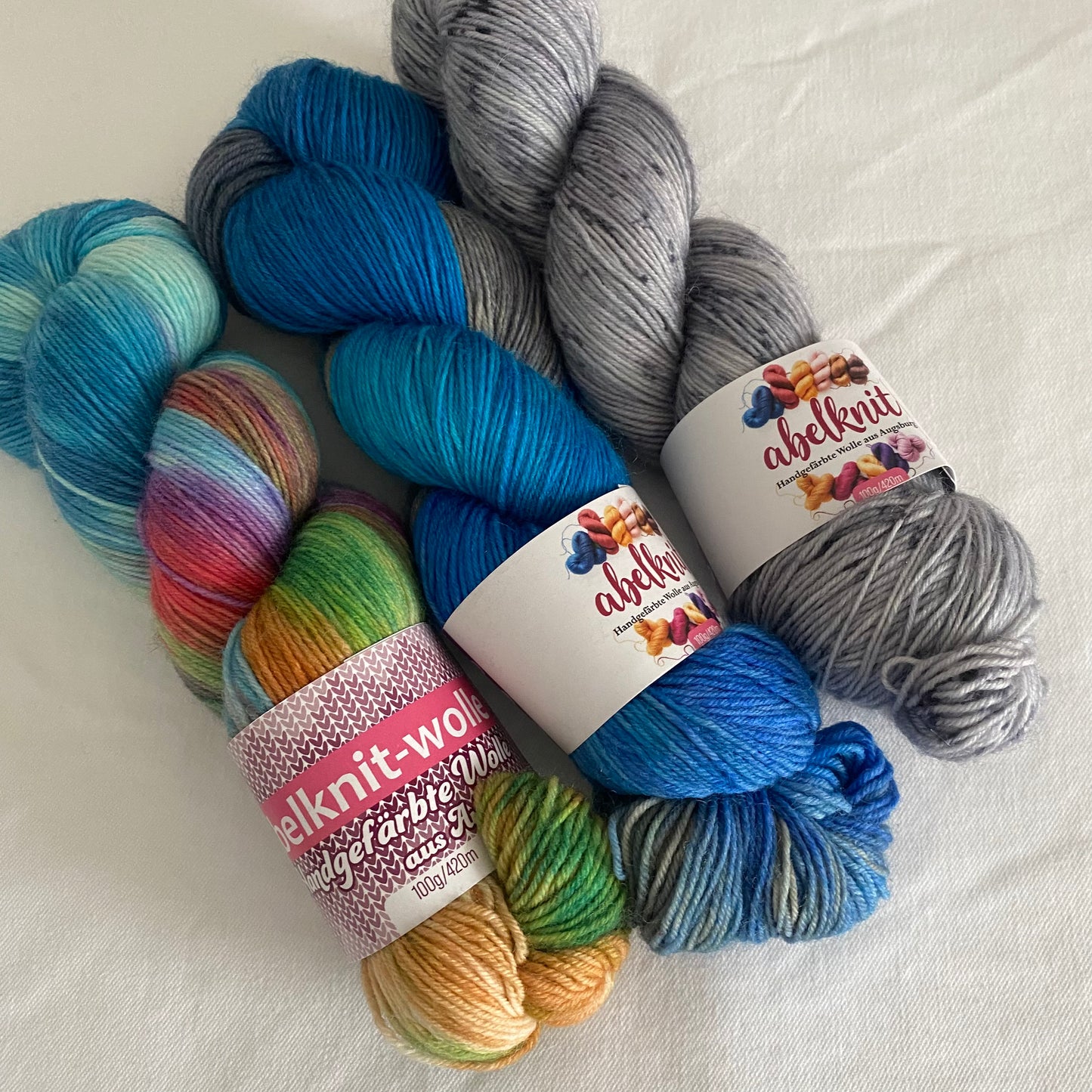 Handgefärbte Sockenwolle Spar-Set./300 g.