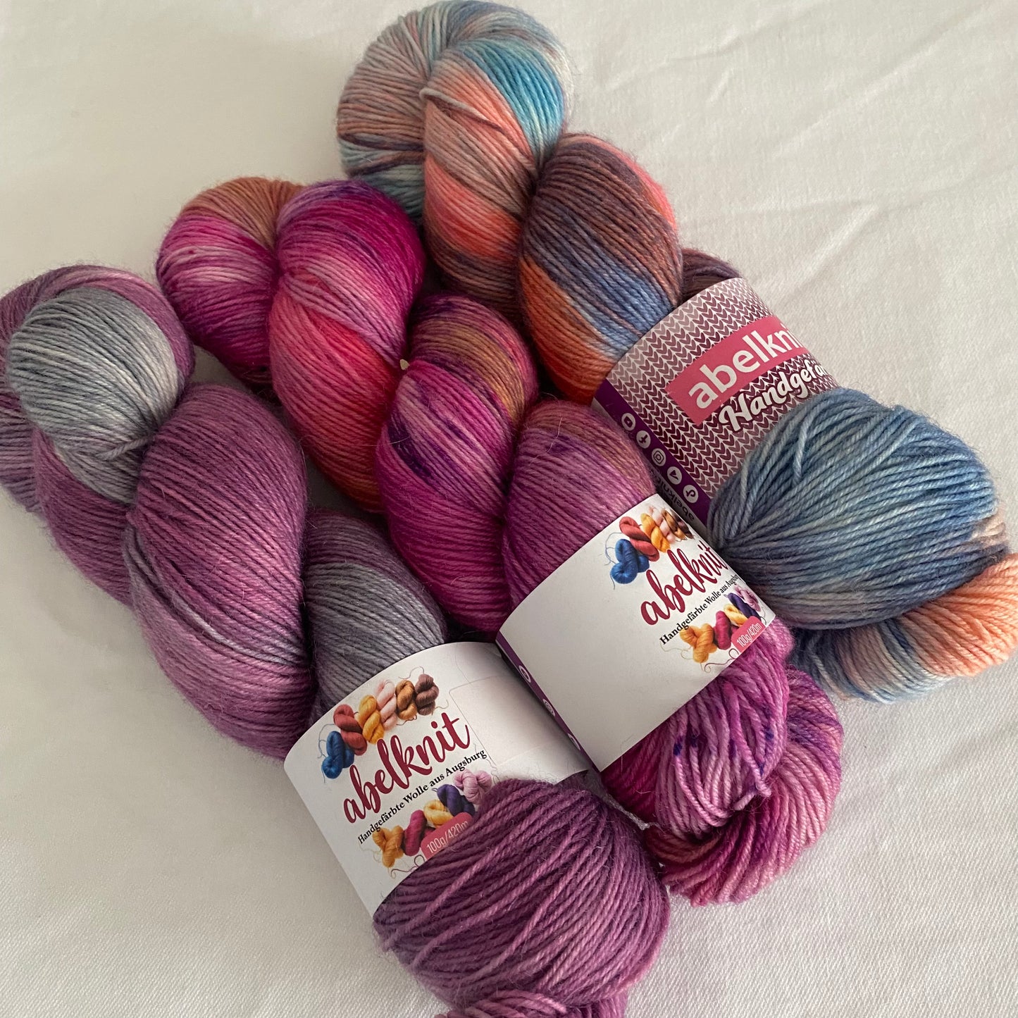 Handgefärbte Sockenwolle Spar-Set./300 g.