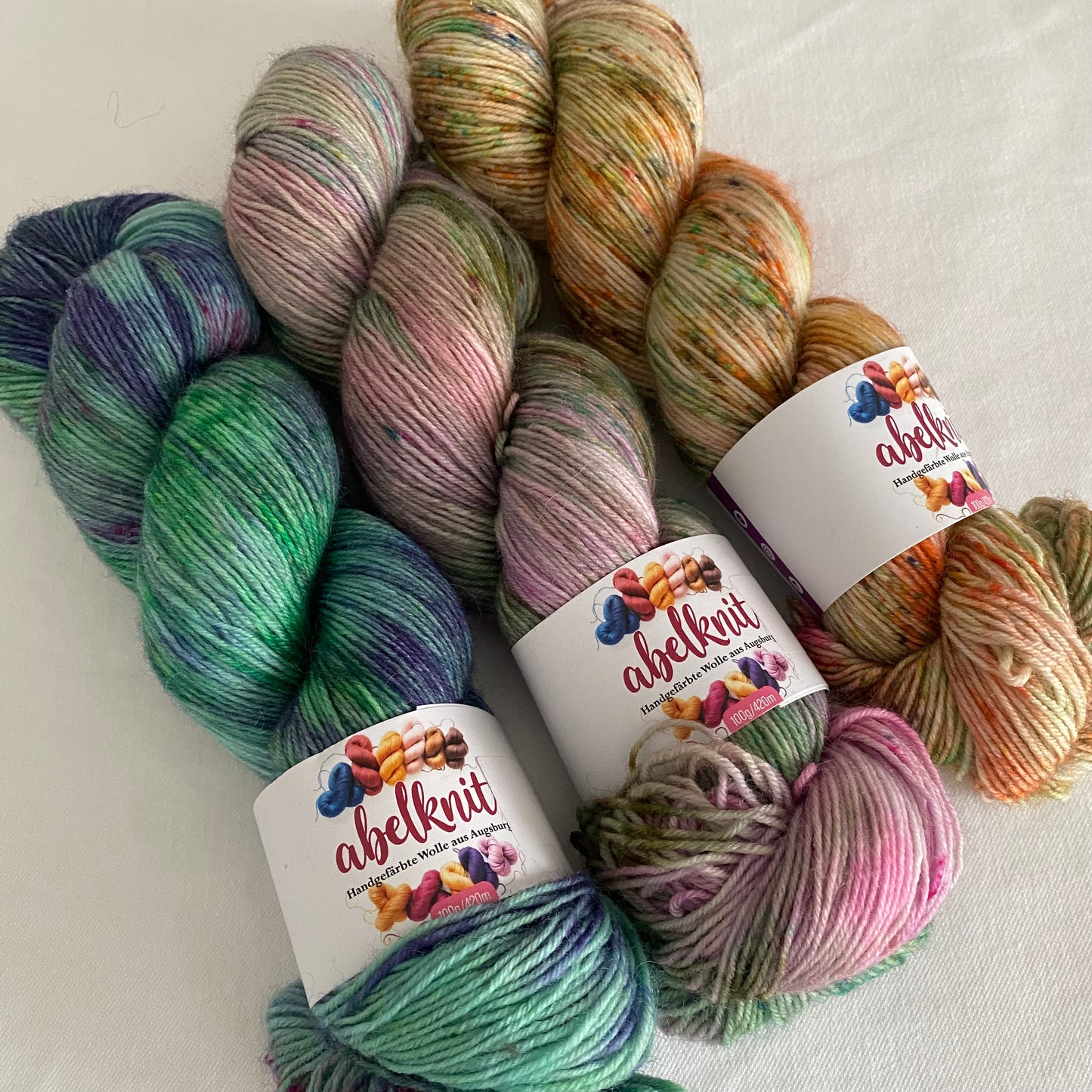 Handgefärbte Sockenwolle Spar-Set./300 g.