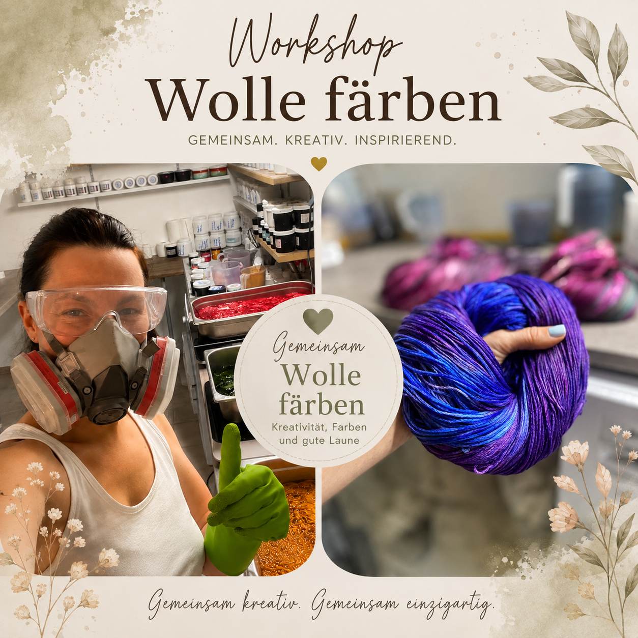 Workshop ,,Wolle färben,, am Samstag 03. Oktober von 9:00 bis 16:00 Uhr.
