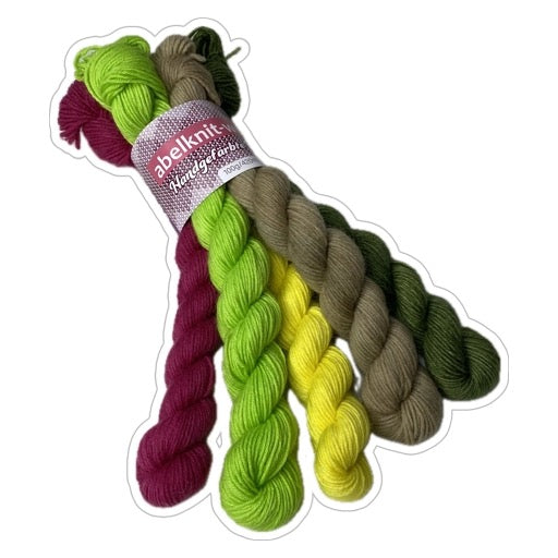 Handgefärbte Sockenwolle- Set Minis.