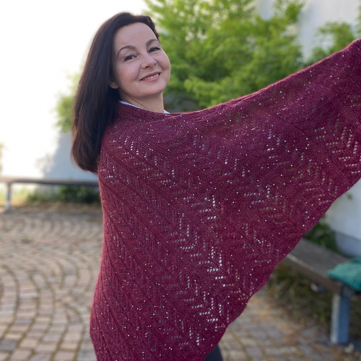 Strick-Anleitung Dreiecktuch ,,Marsala,,