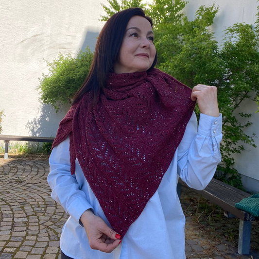 Strick-Anleitung Dreiecktuch ,,Marsala,,