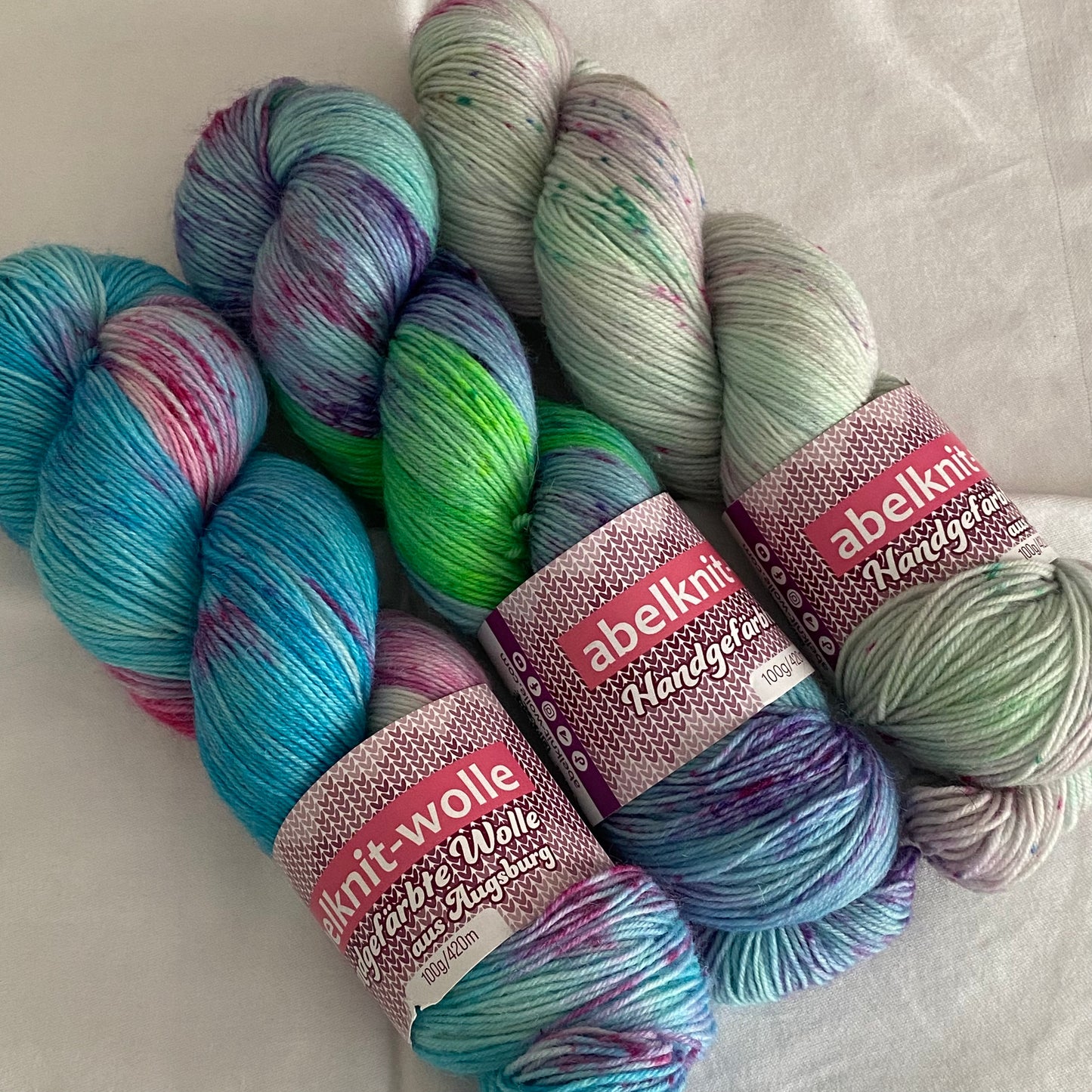 Handgefärbte Sockenwolle-Set./300 g.