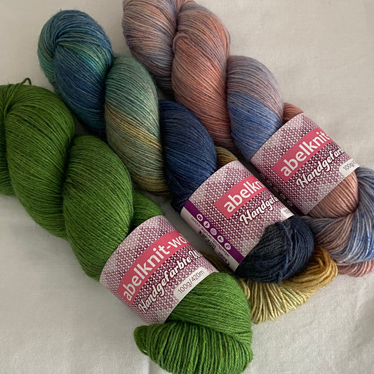 Handgefärbte Sockenwolle-Set./300 g.
