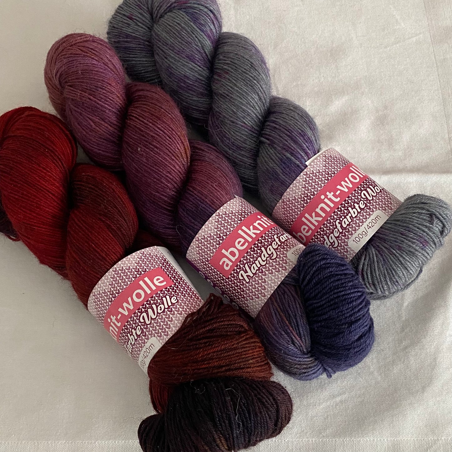 Handgefärbte Sockenwolle-Set./300 g.