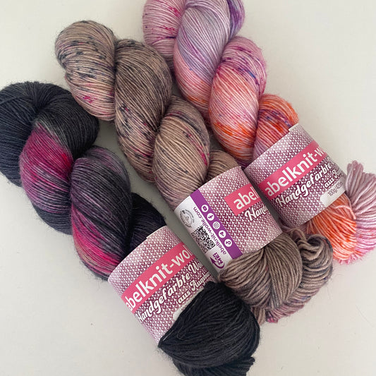 Handgefärbte Sockenwolle-Set./300 g.