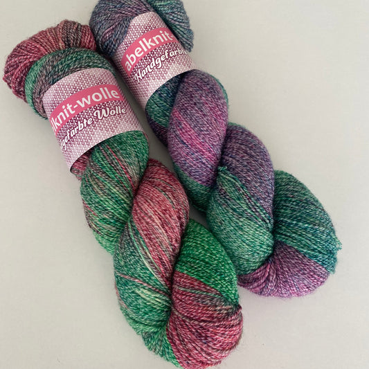 Handgefärbte Sockenwolle-Set. 200 g