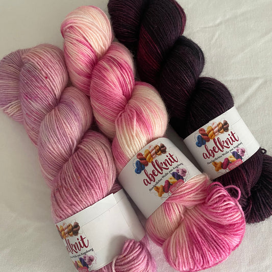 Handgefärbte Sockenwolle Spar-Set./300 g.