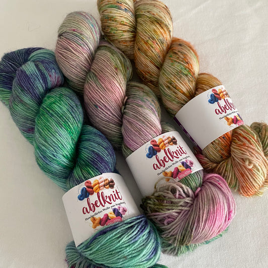 Handgefärbte Sockenwolle Spar-Set./300 g.